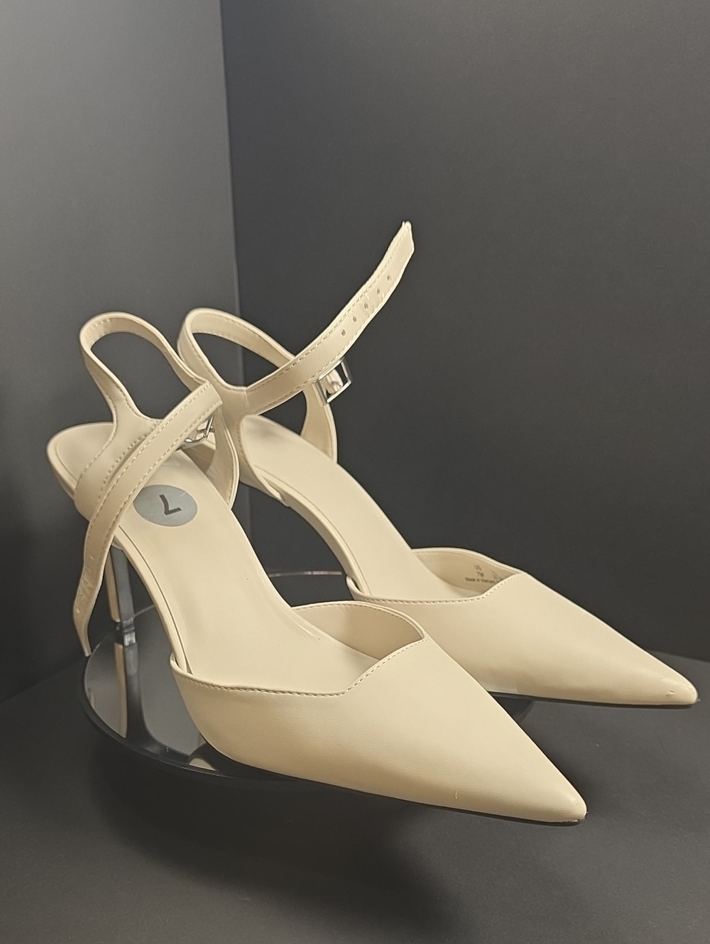 DKNY Cream Pointed-Toe Ankle-Strap Heels